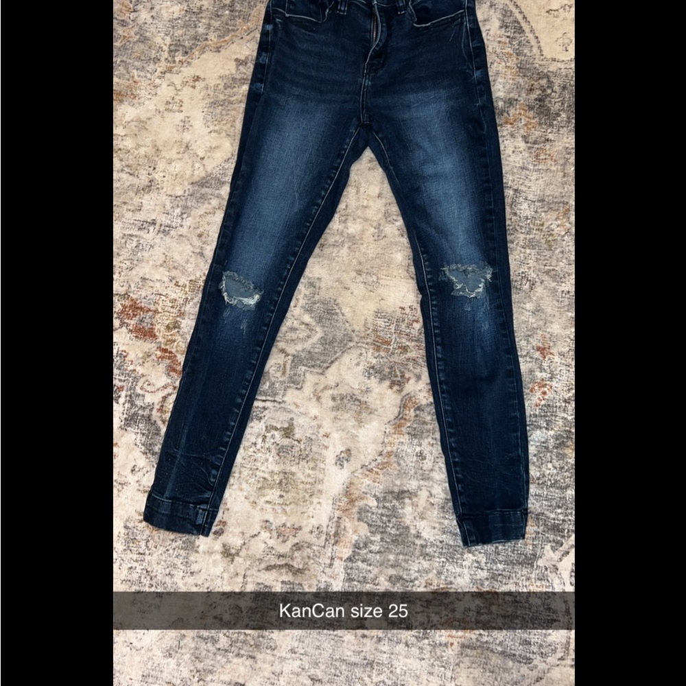 KanCan Women's Dark Blue Distressed Jeans